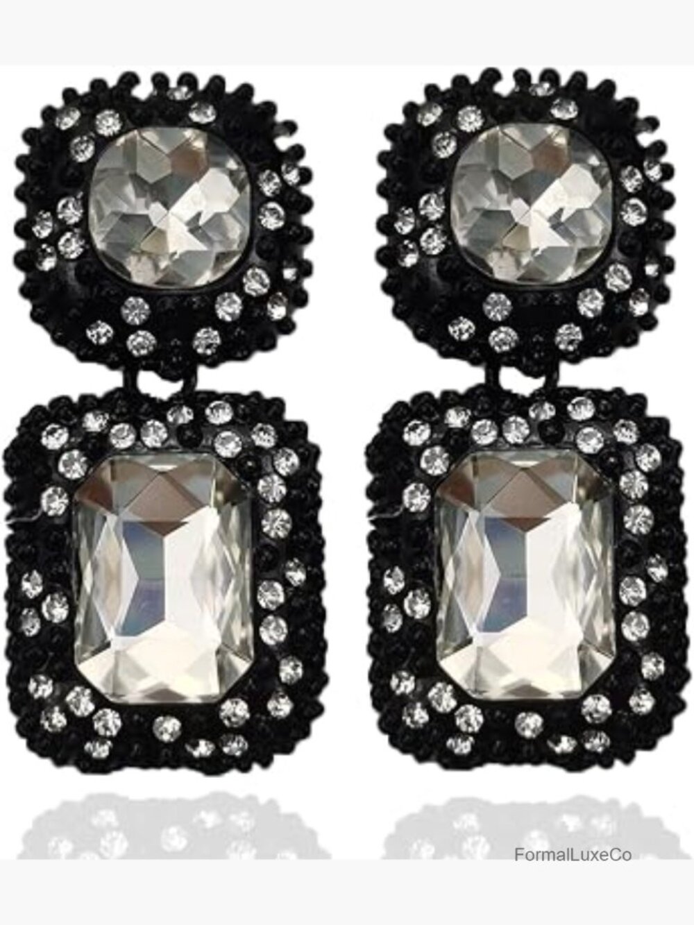Vintage Rhinestone Drop Dangle Earrings Crystal Statement